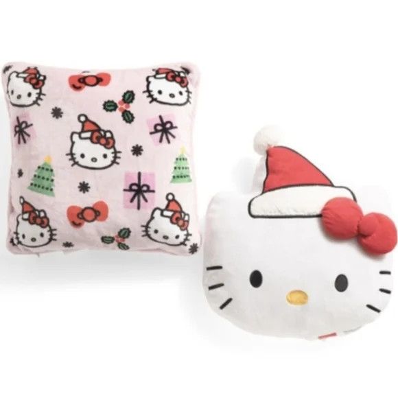 Japanese Brand Hello Kitty Pink Xmas Square Pillow/Shaped Head Pillow Set Size ONE SIZE - 1 Thumbnail