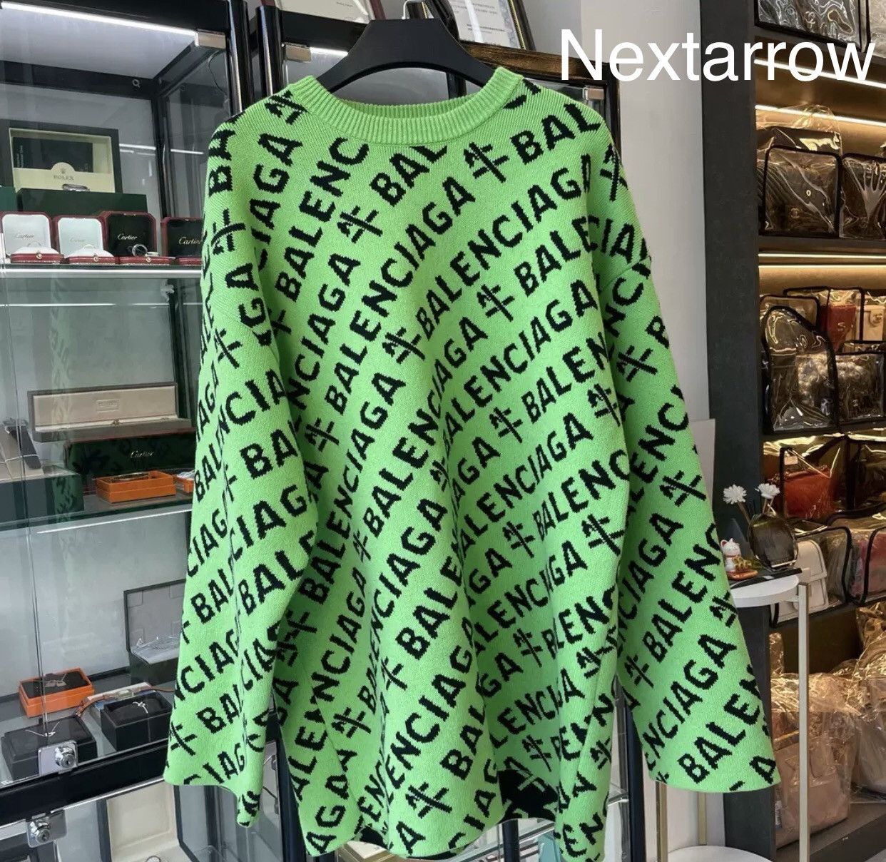 Balenciaga BALENCIAGA Year of the Ox Limited Green Full logo Sweater Size US XS / EU 42 / 0 - 2 Thumbnail