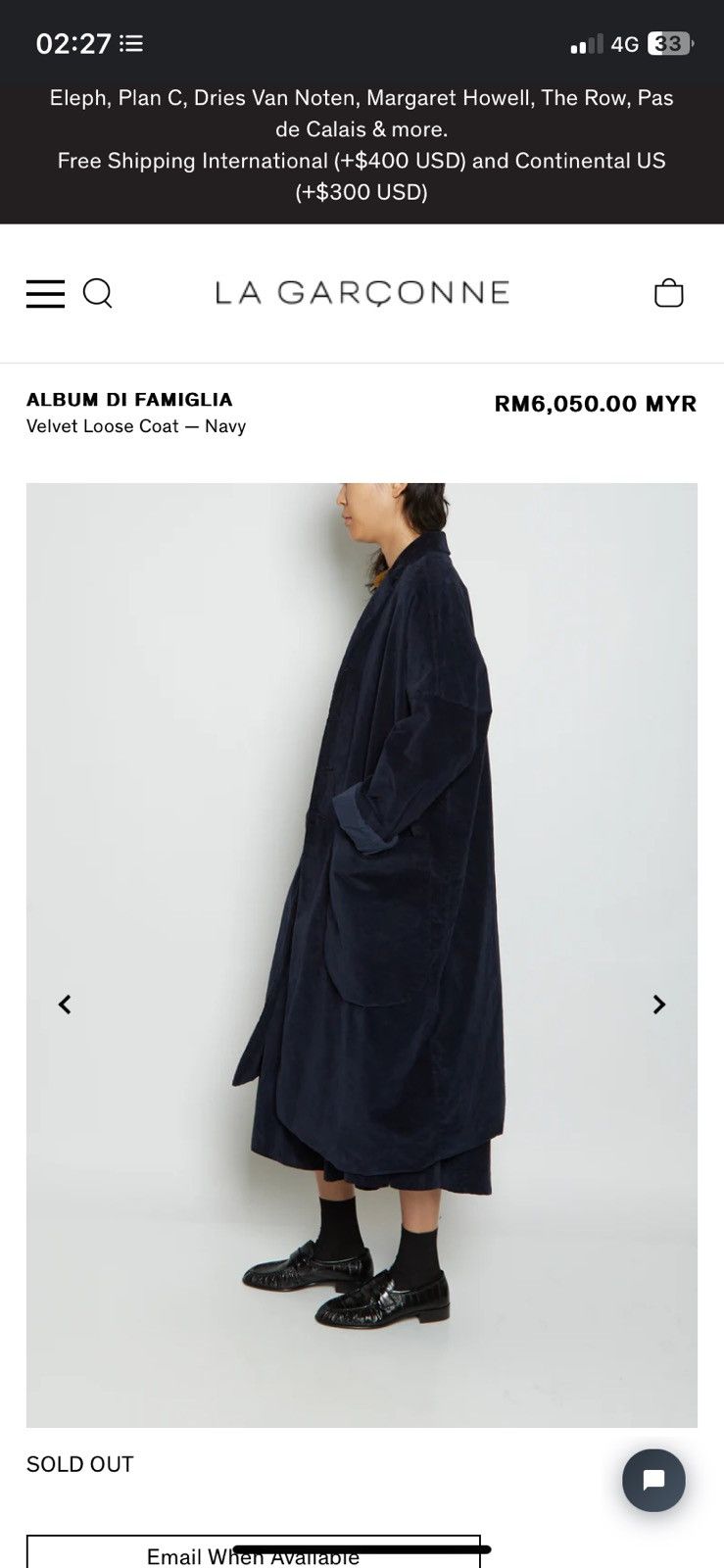 Album di Famiglia 🔥LIMITED EDITION🔥 Album Di Famiglia Velvet Loose Coat - Navy Size L / US 10 / IT 46 - 3 Thumbnail