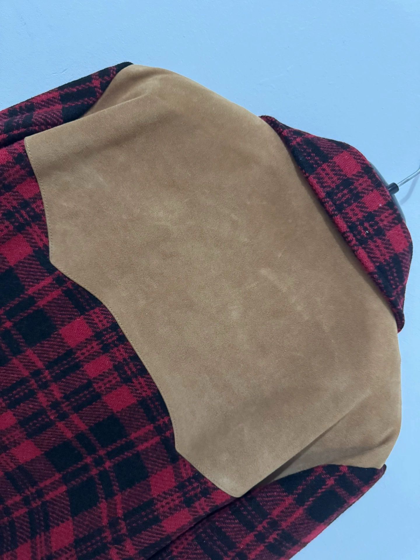 Saint Laurent Paris Saint Laurent SLP suede patchwork black and red plaid coat Size US M / EU 48-50 / 2 - 5 Thumbnail