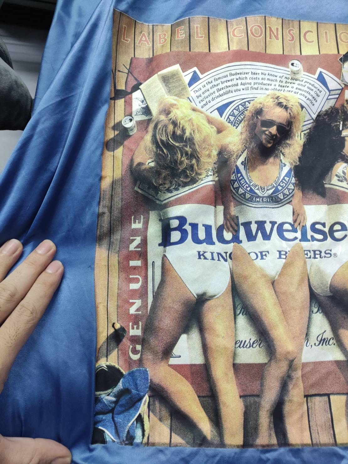 Budweiser Vtg 80's Budweiser Beer Label Conscious Promo USA Bomber Size US XL / EU 56 / 4 - 12 Thumbnail