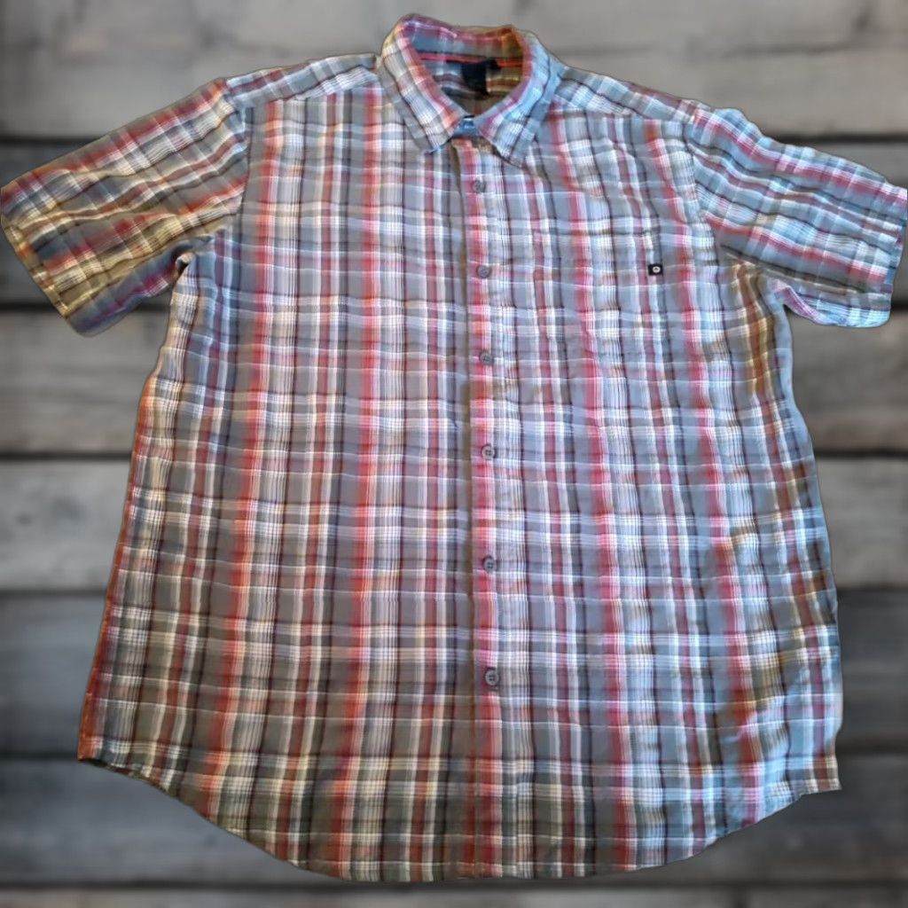 Marmot Marmot Button Up Rayon Poly Short Sleeve Plaid Outdoor Hiking Camp Shirt Mens L Multicolor Size US L / EU 52-54 / 3 - 1 Thumbnail