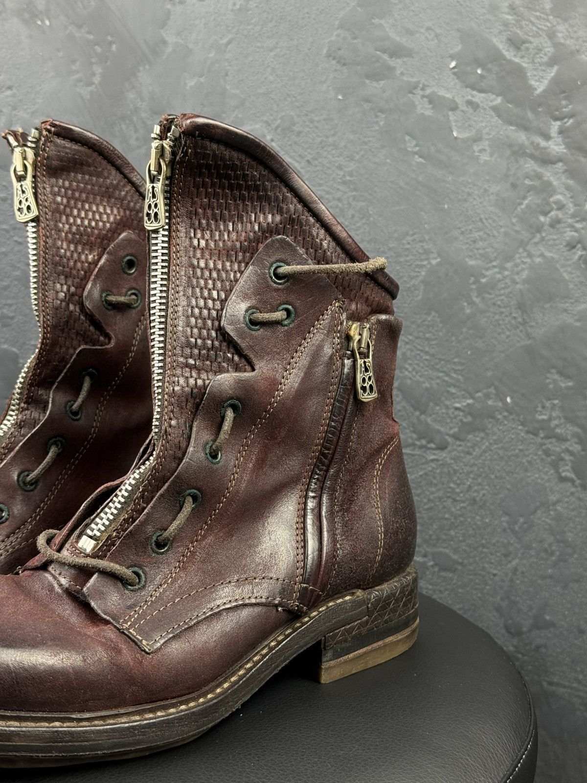 A.S.98 Women's A.S.98. Airstep Brown Leather Biker Zip Ankle Boots Size US 6 / IT 36 - 2 Thumbnail