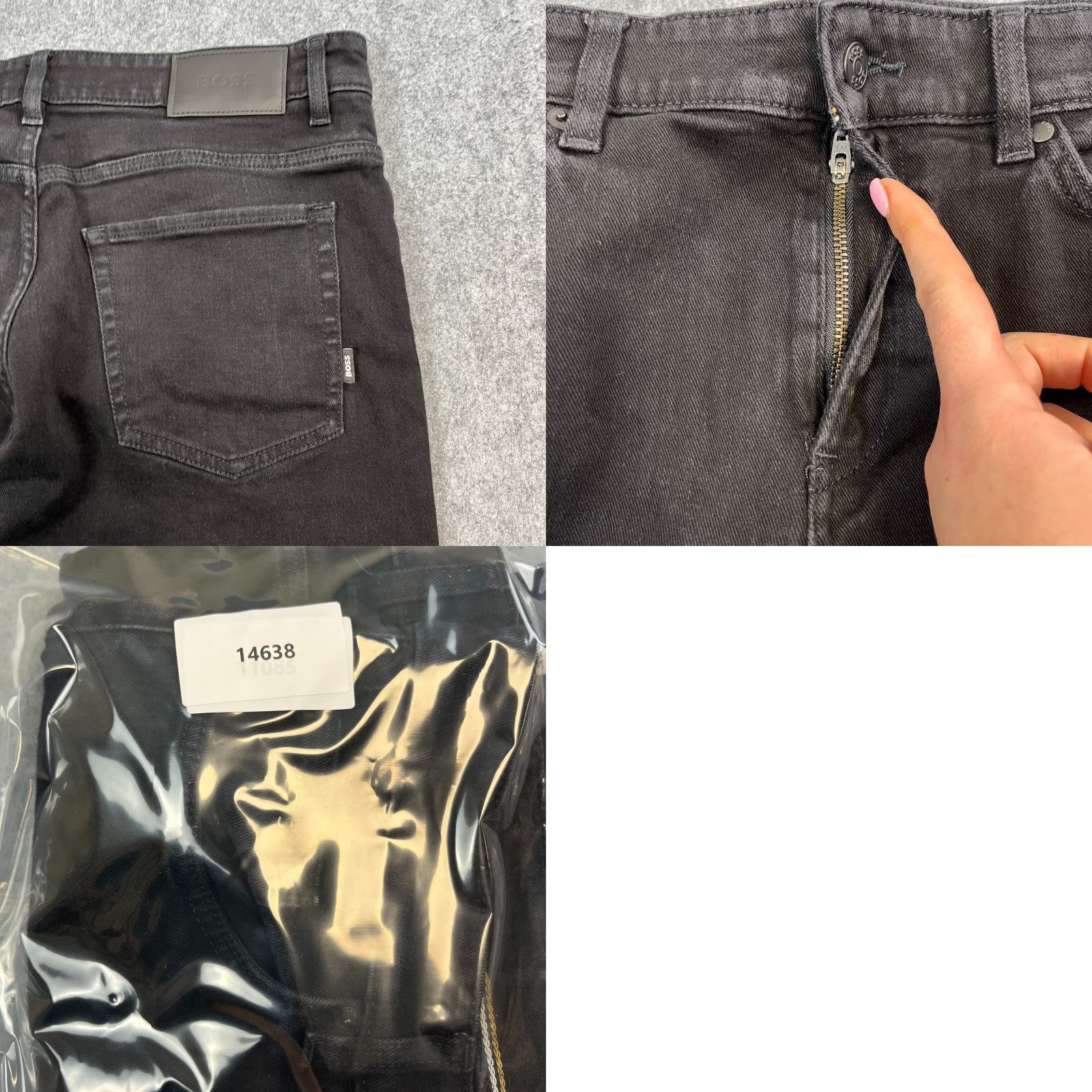 Hugo Boss HUGO BOSS Jeans Slim 34 Dark Wash Black Delaware 5-Pocket Denim Mens Slim Fit Fashion Tapered Stitch Logo Waist 34 Inseam 32"} Size US 34 / EU 50 - 9 Thumbnail