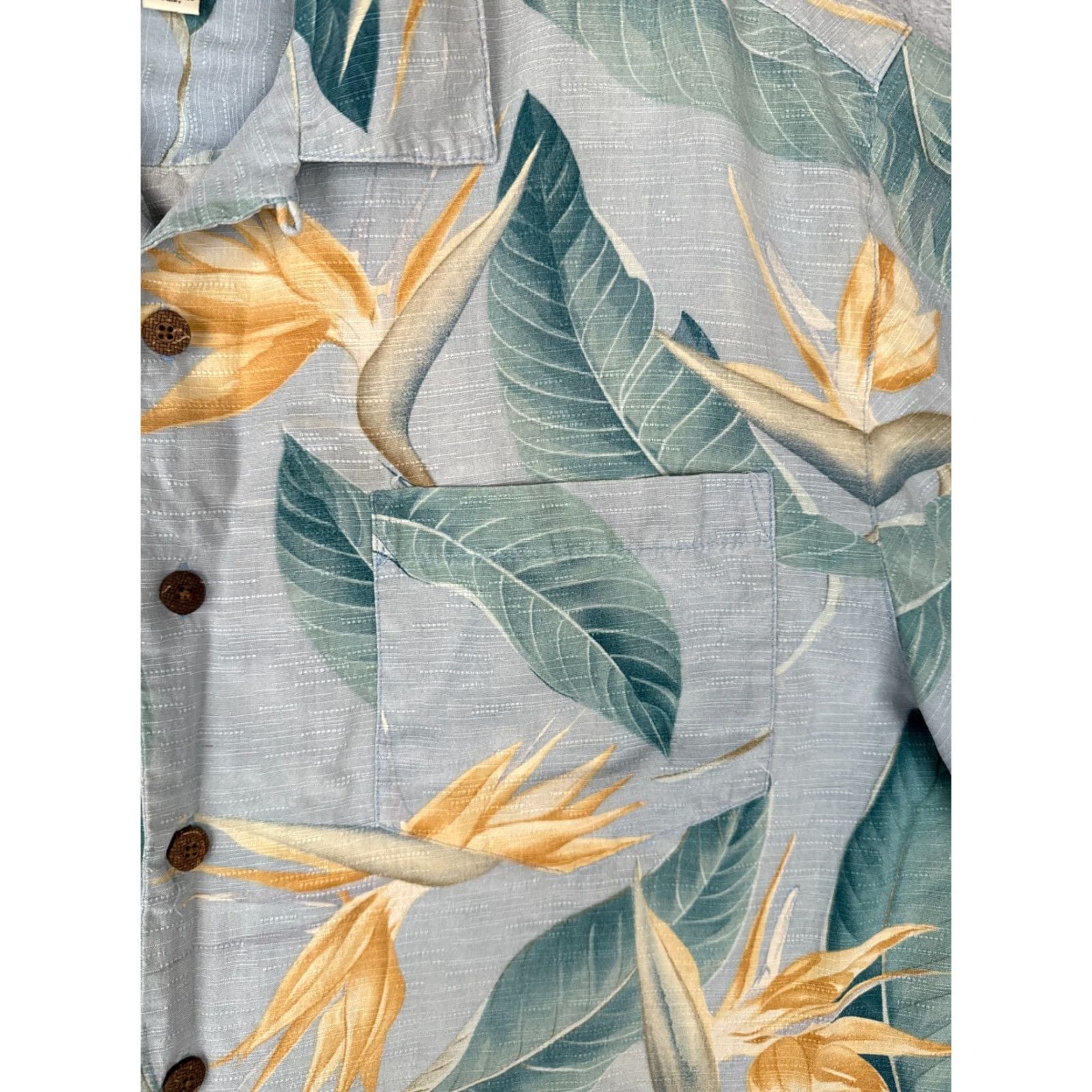 Vintage Three Palm Shirt Men Medium Blue Floral Bird Of Paradise Hawaiian 100% Silk Size US M / EU 48-50 / 2 - 6 Thumbnail