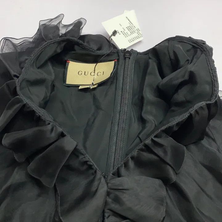 Gucci Gucci Black Silk Ruffled Long Sleeve Dress-2507 Size S / US 4 / IT 40 - 2 Thumbnail