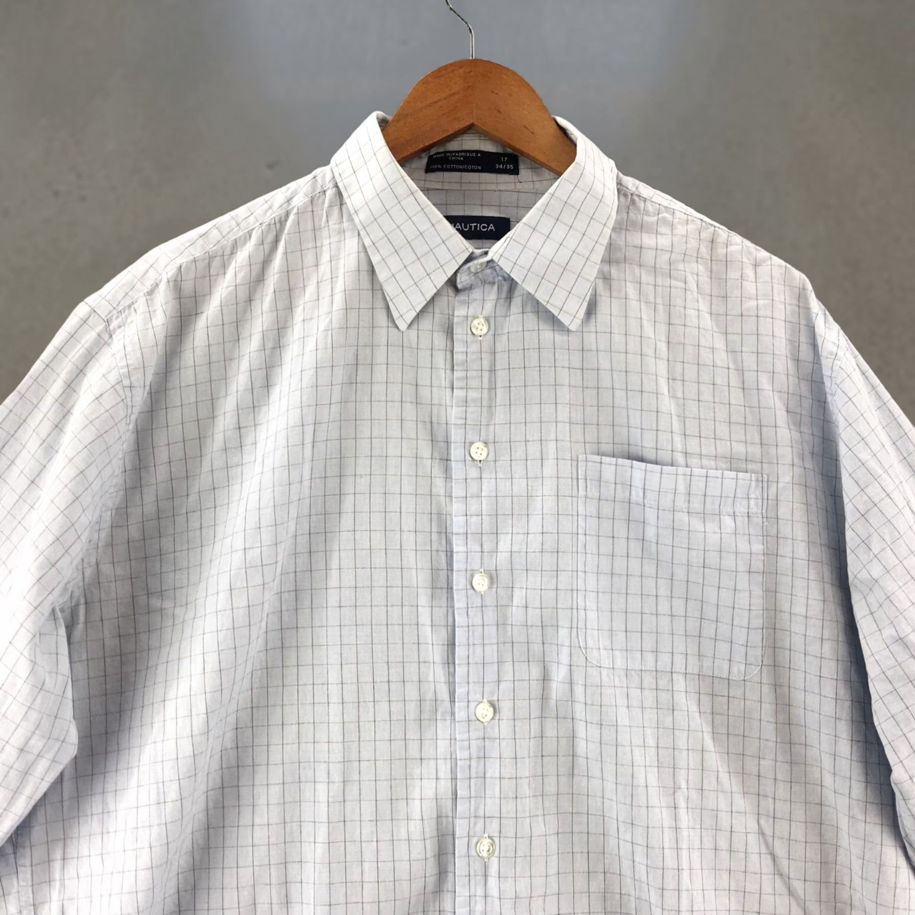 Nautica Nautica Long Sleeve Shirt Top Mens 17 Blue Cotton Button Up Chest Pocket Collar Top Size US XL / EU 56 / 4 - 1 Thumbnail