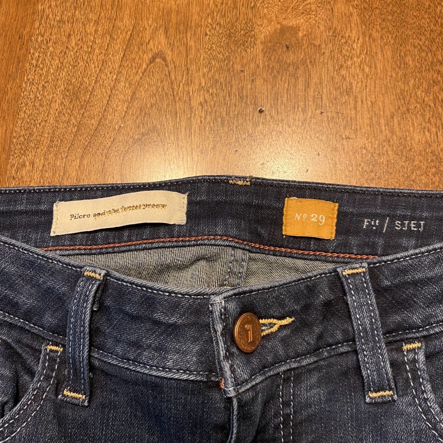 Vintage VINTAGE Pilcro & The Letterpress Jeans No. 29 Stet Women 31 x 28.5 Dark Blue Straight Jeans Womens Size 24" / US 00 / IT 34 - 3 Thumbnail