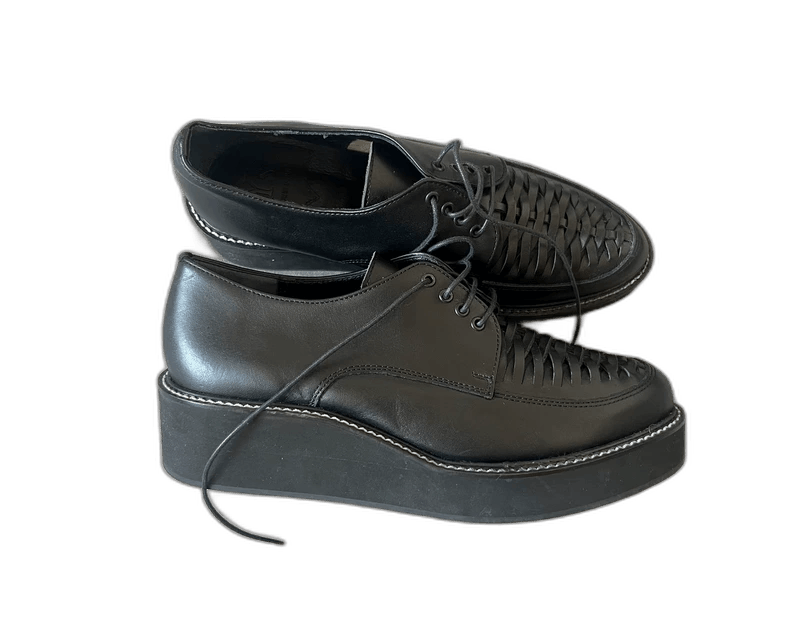 Yohji Yamamoto Black Woven Platform Shoes