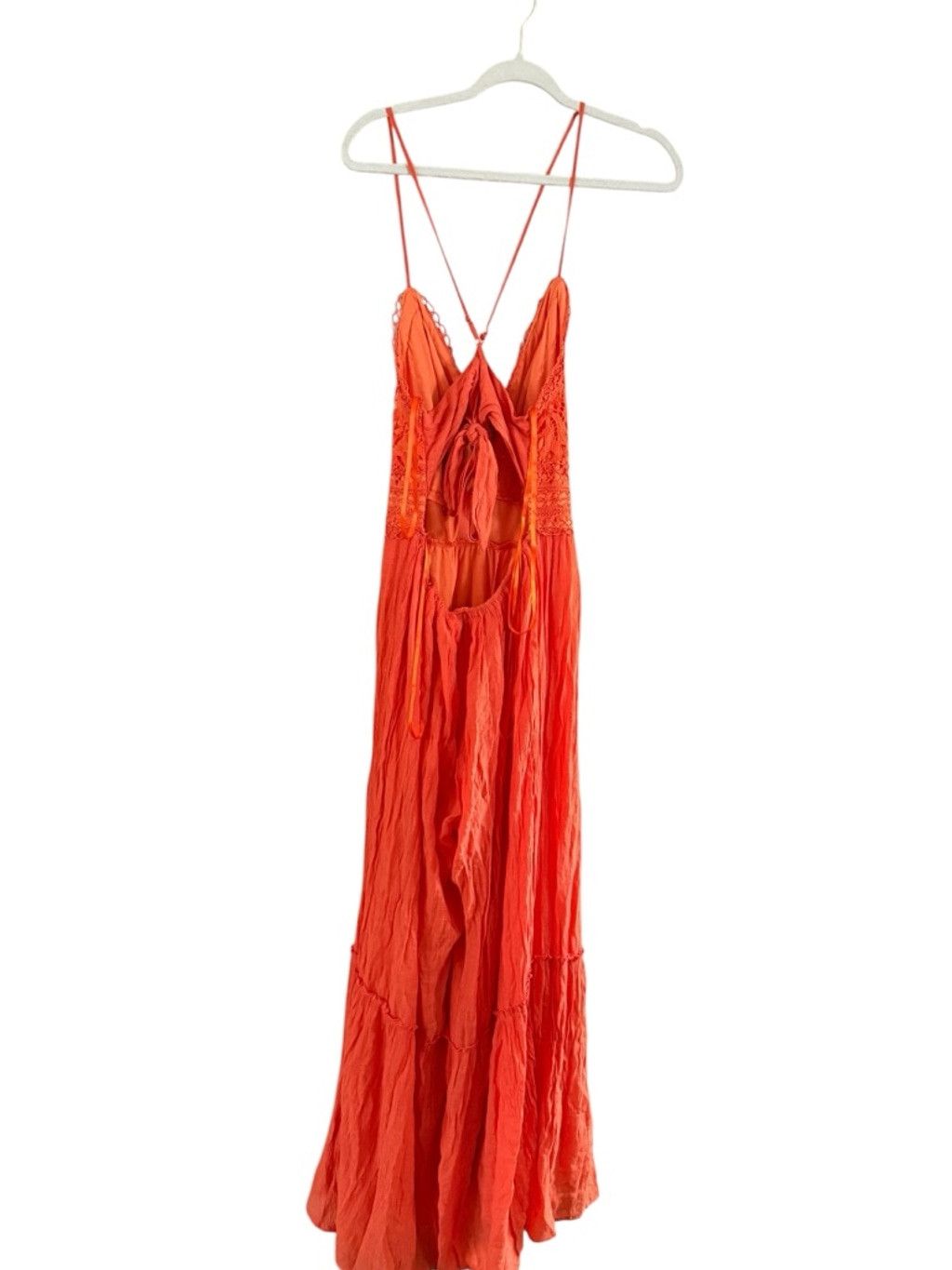 Fashion Nova Women's Fashion Nova Orange Crochet Halter Wide Leg Jumpsuit Size 34" / US 12 / IT 48 - 3 Thumbnail