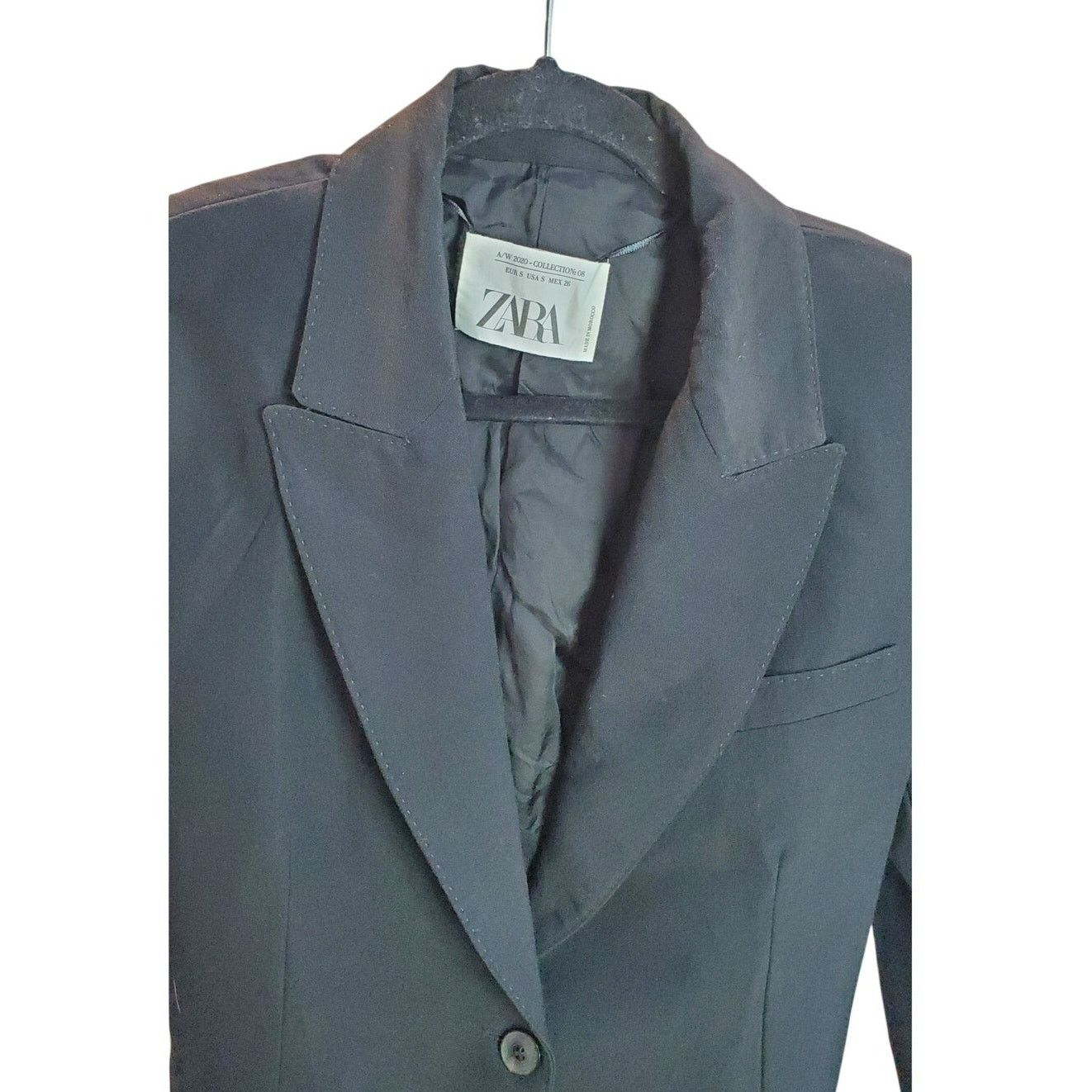 Zara Zara Black One Button Blazer Notched Lapel Viscose S Size S / US 4 / IT 40 - 3 Thumbnail