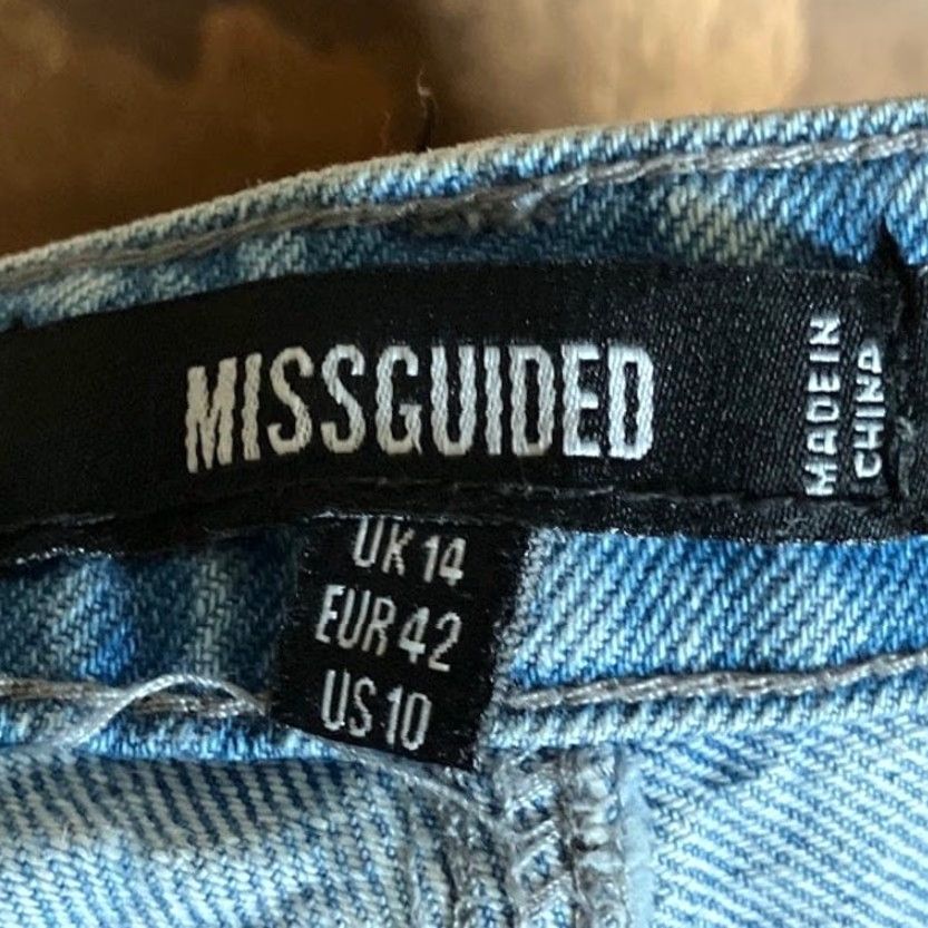Missguided Missguided Jeans Blue Denim High Rise Straight Distressed 10 Women’s Regular 5-Pocket Design Size 24" / US 00 / IT 34 - 4 Thumbnail