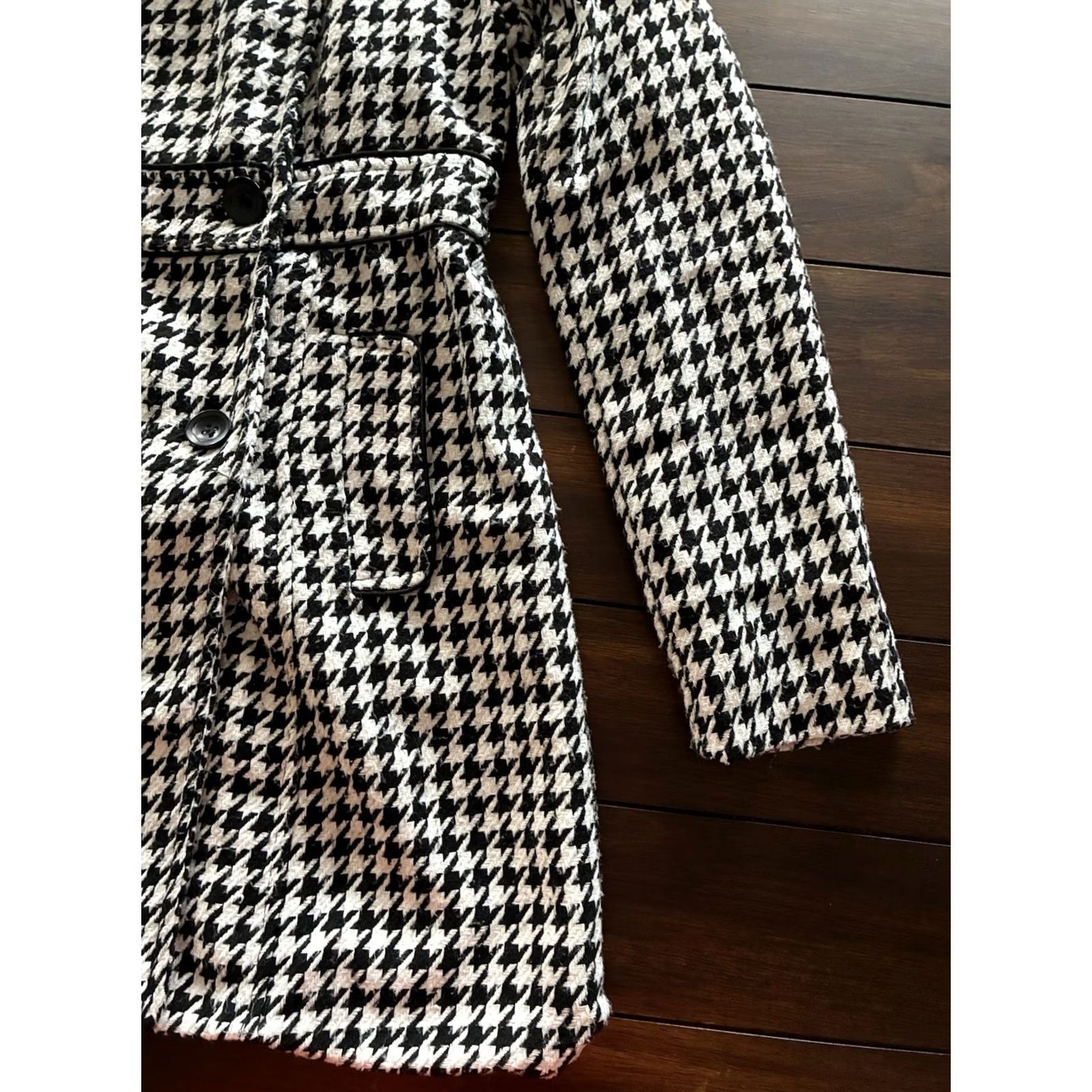 Vintage VINTAGE Paris Blue Houndstooth Wool Blend Coat Womens Medium Pea Coat (Wool) Blue Mens? Size M / US 6-8 / IT 42-44 - 5 Thumbnail