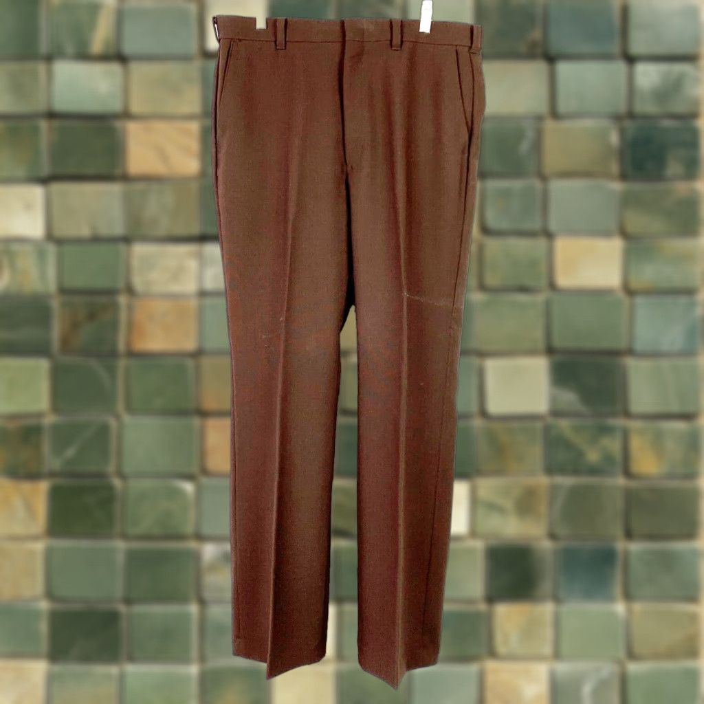 Levi's VINTAGE Levi's Panatela Brown Polyester Disco Leisure Pants Mens 35x33 Rockabilly 1970s Brown Polyester Levi's 1970s Mens 35x33 Size US 35 - 1 Thumbnail