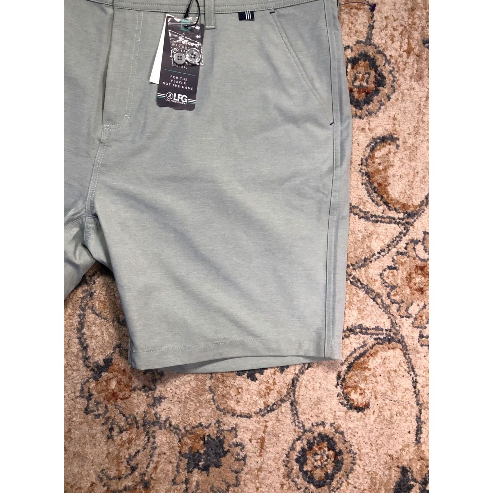 Vintage Live Forever Golf Shorts Mens 40 Green Coast To Course Hybrid Stretch 9 Inseam Size US 40 / EU 56 - 5 Thumbnail
