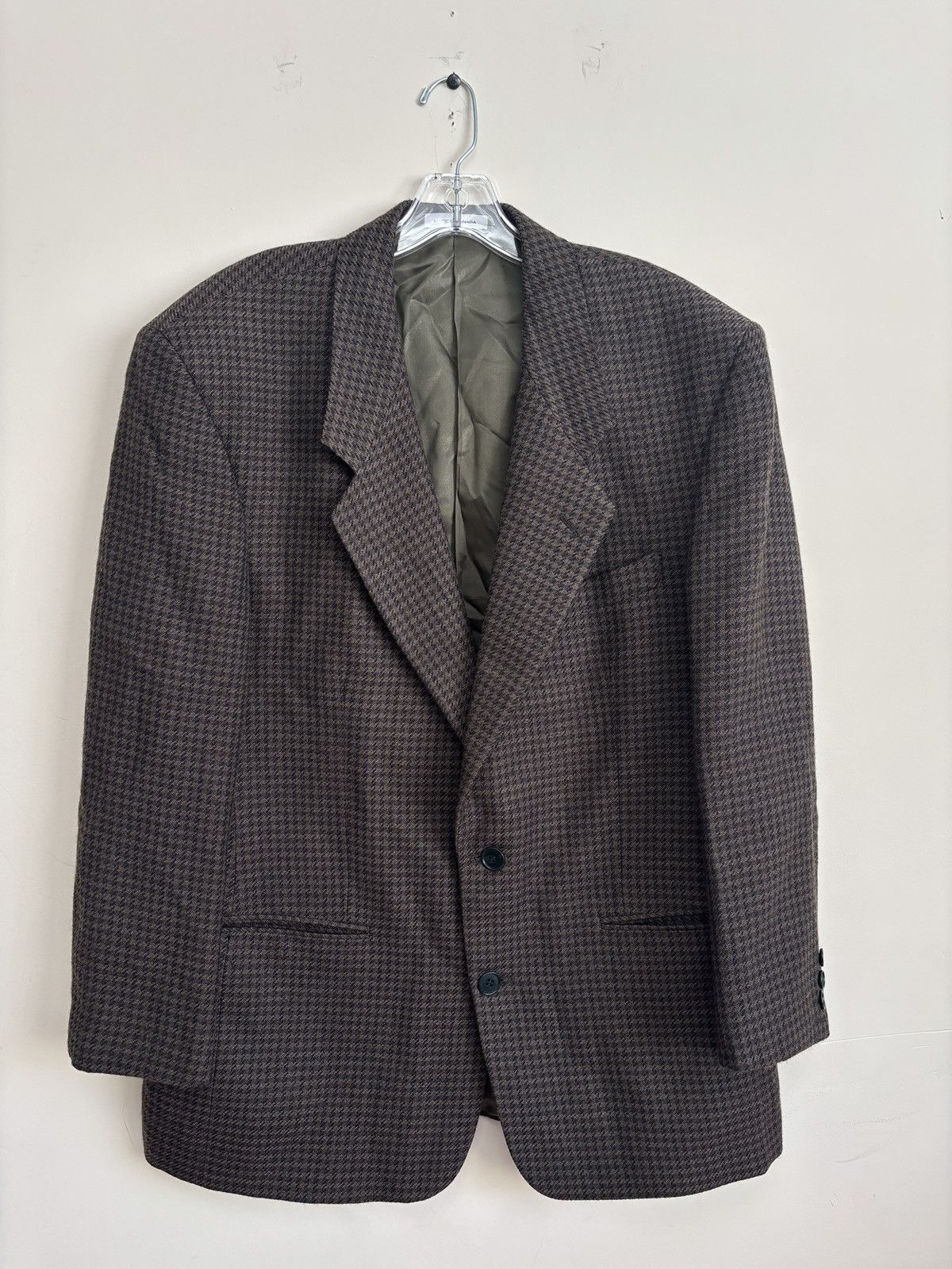 Yves Saint Laurent Yves Saint Laurent Sport Coat Mens Brown Houndstooth Blazer Size 40R - 1 Thumbnail