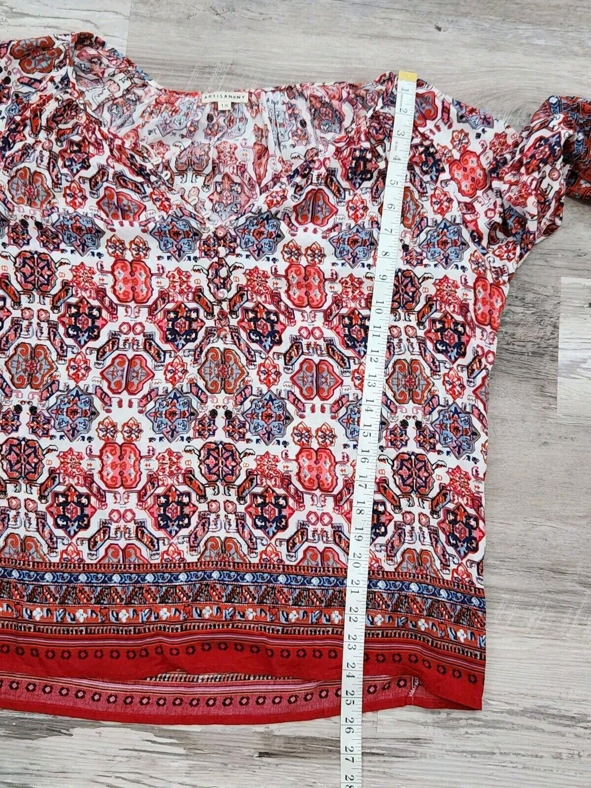 Designer Artisan Ny Blouse Womens Plus Size 1x Red White Blue Size XXL / US 16-18 / IT 52-54 - 6 Thumbnail
