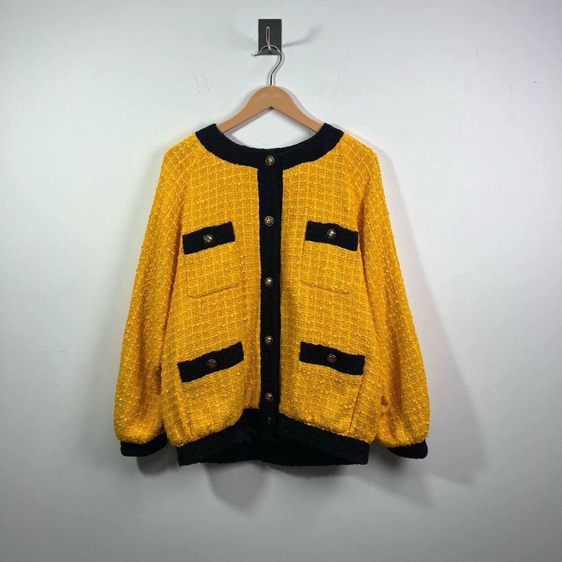 Gucci Gucci Size 38 Yellow small fragrance style knitted jacket Size US XXS / EU 40 - 1 Thumbnail