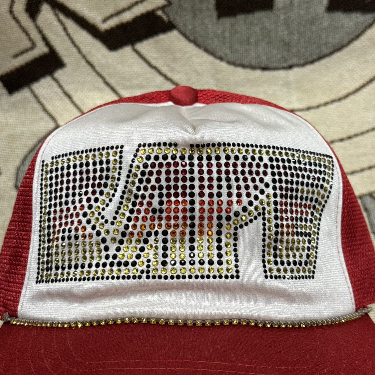 Bape Bathing Ape Bape Kiss Logo Swarovski Trucker Hat Snapback Size ONE SIZE - 2 Thumbnail