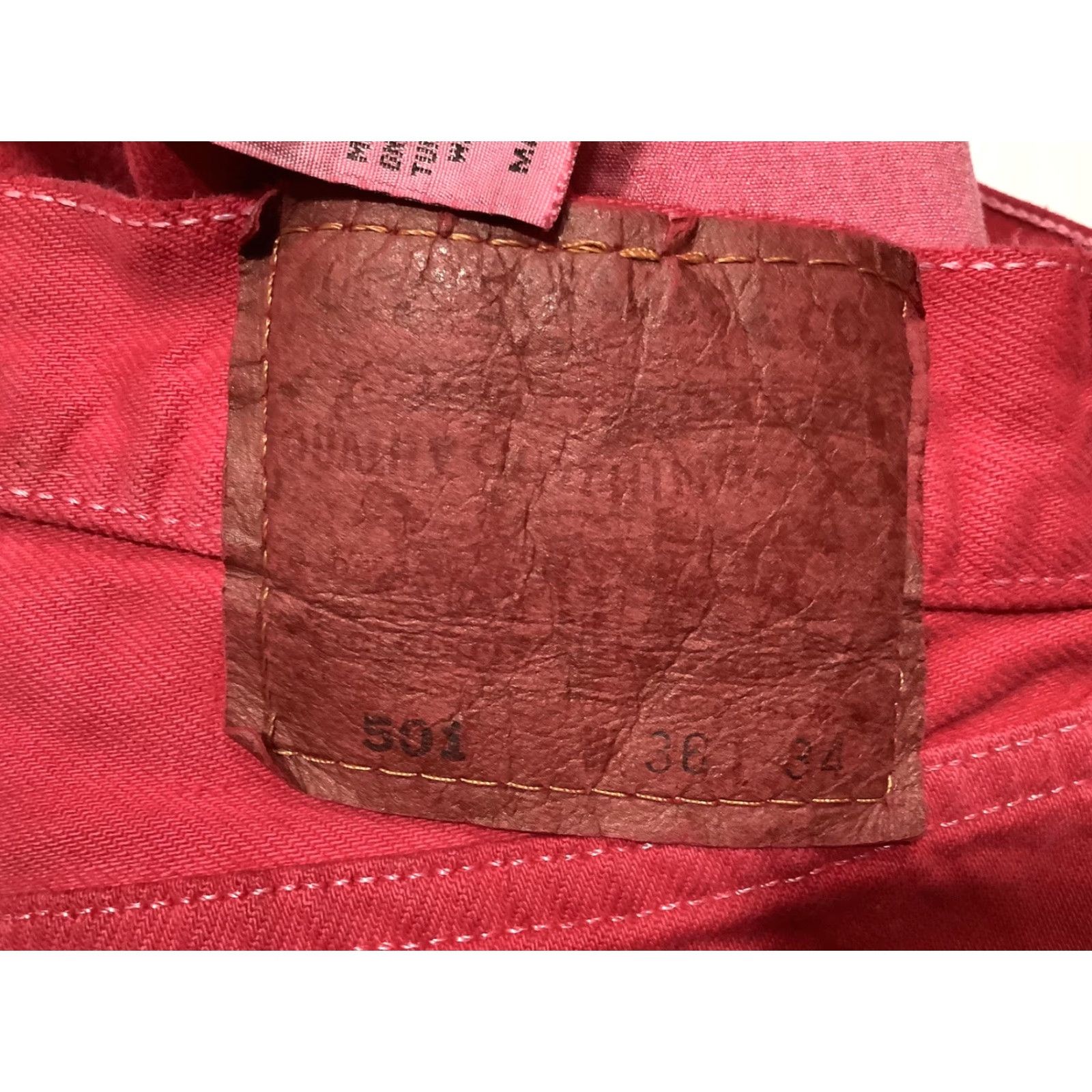 Levi's VINTAGE Levi's 501 Jeans Mens 32x29 Red Button Fly United States 90s Cotton Denim Straight Size US 32 / EU 48 - 7 Thumbnail