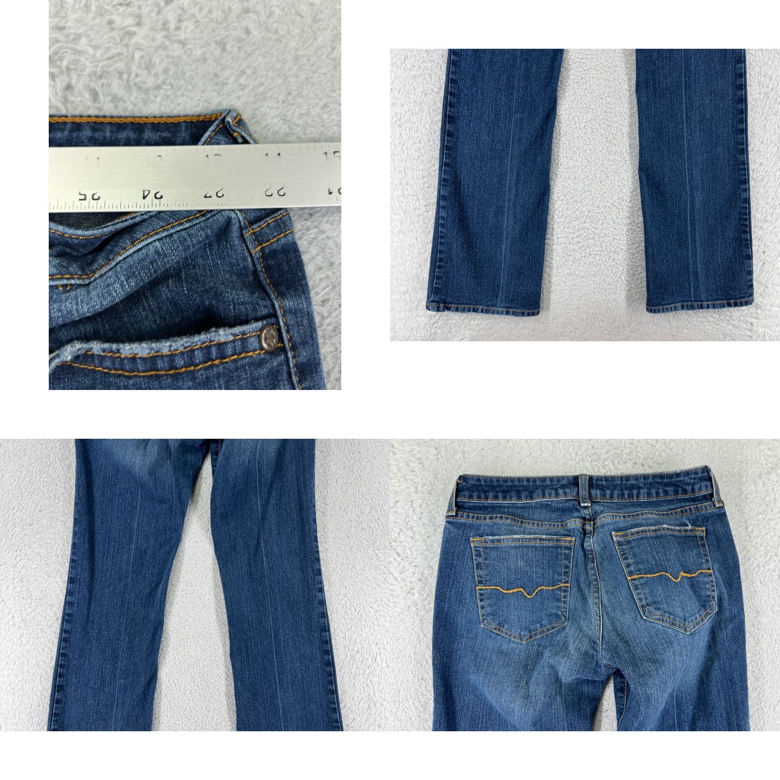 Vintage Outlooks Jeans Womens 3 L Blue Denim Bootcut Cotton Blend Stretch Low Rise Size 26" / US 2 / IT 38 - 9 Thumbnail