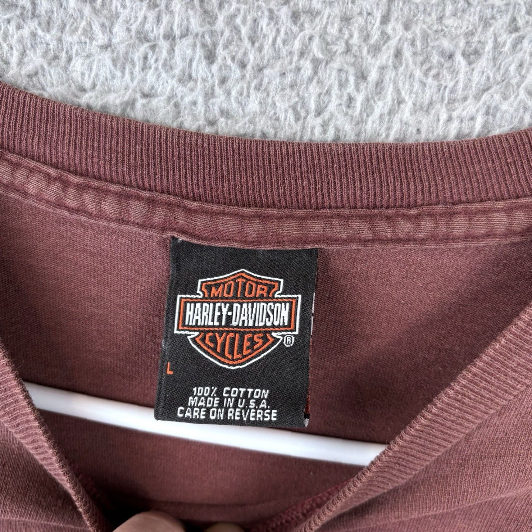 Harley Davidson Harley-Davidson T-Shirt Mens Medium Maroon Pocket Graphic Tee Eagle Made USA Size US M / EU 48-50 / 2 - 2 Thumbnail