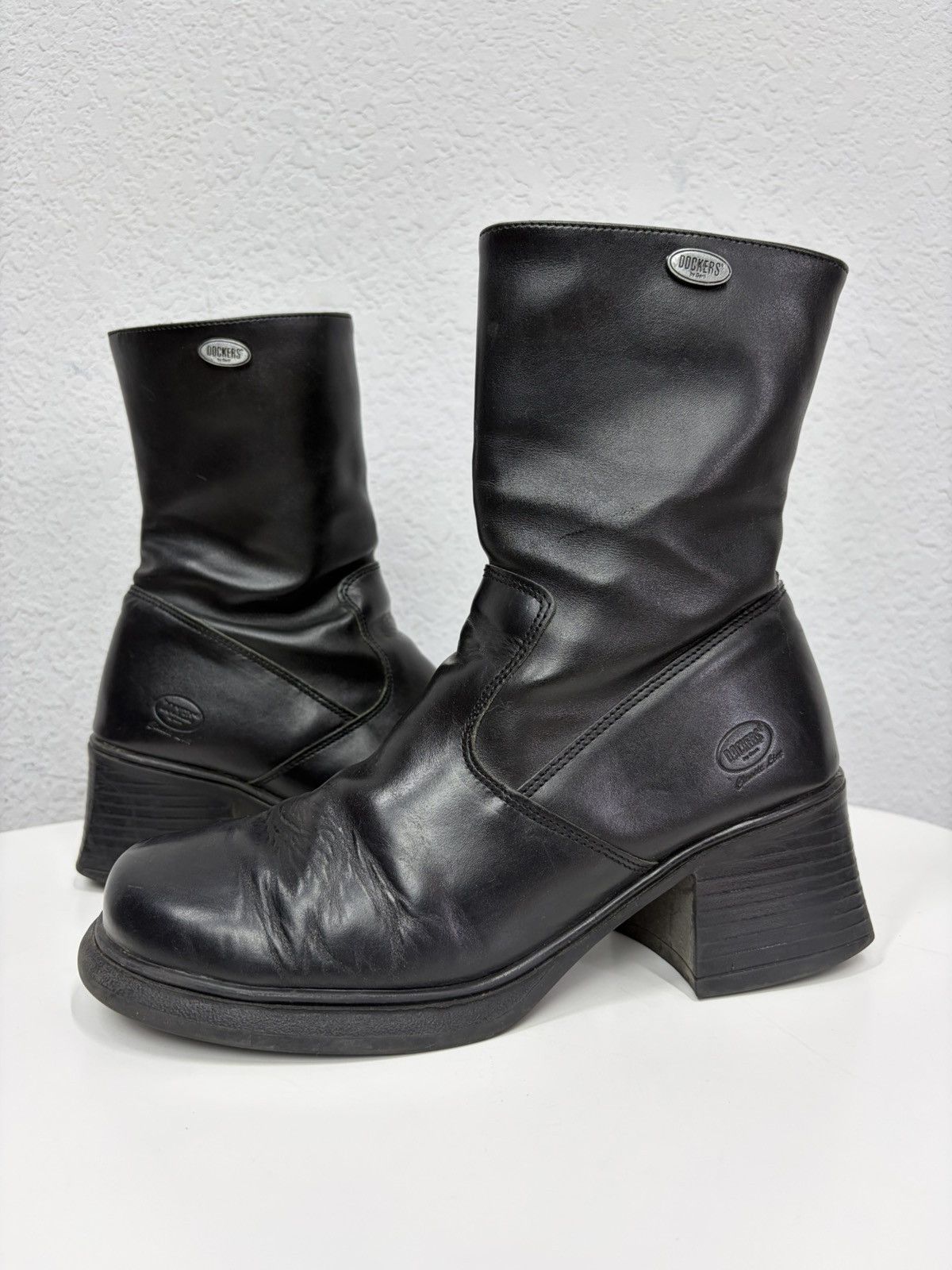 Hedi Slimane Vintage YSL Vibe Black Leather Heeled Biker Boots Grunge Y2K Size US 8 / EU 41 - 8 Thumbnail