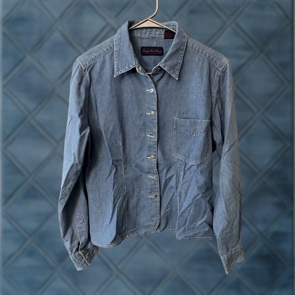 Vintage Giorgio Sant Angelo Denim Shirt L Blue Long Sleeve Button Down Front Pockets Sz Size L / US 10 / IT 46 - 1 Thumbnail