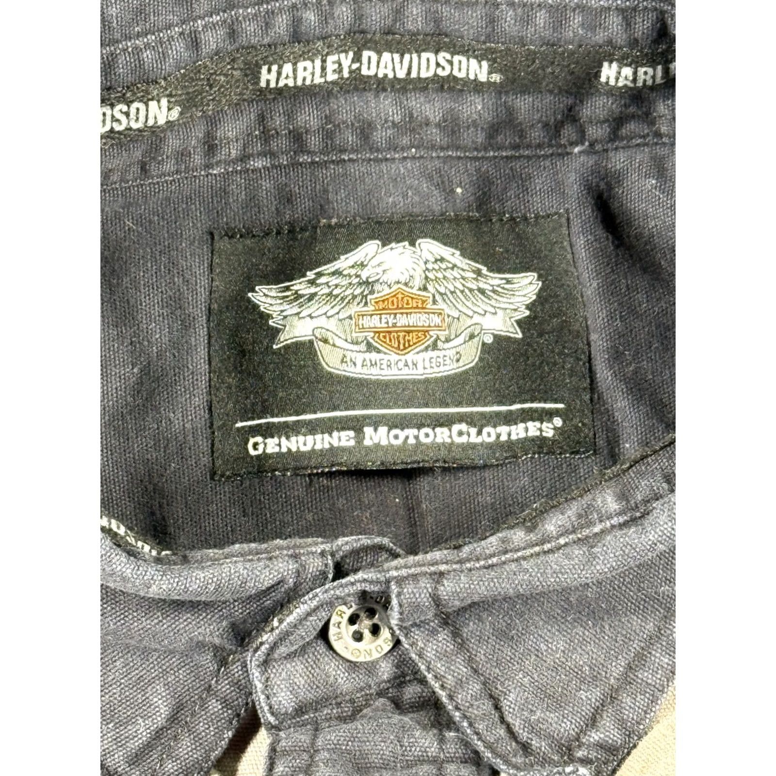 Harley Davidson Harley-Davidson Shirt Mens XL Black Button-Up Embroidered Patch Logo Vintage? No Size US XL / EU 56 / 4 - 7 Thumbnail