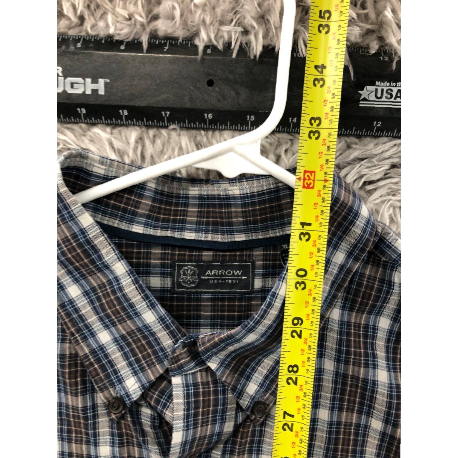 Arrow Arrow Shirt XL Mens Long Sleeve Button-Down Plaid Multicolor Collar Classic Modern Button Up Shirt Size US XL / EU 56 / 4 - 6 Thumbnail
