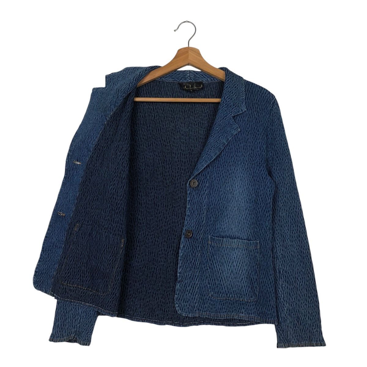 Japanese Brand 📌Pleated Cropped Biker Jacket Marie Usa Blue Indigo Size US M / EU 48-50 / 2 - 12 Thumbnail