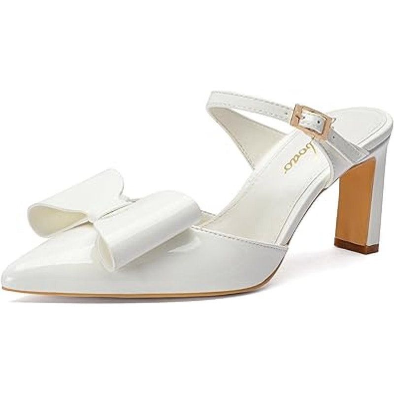 Other Geluboao Women's 7.5 White Faux Leather Bow Pump Heels Size US 7.5 / IT 37.5 - 1 Thumbnail