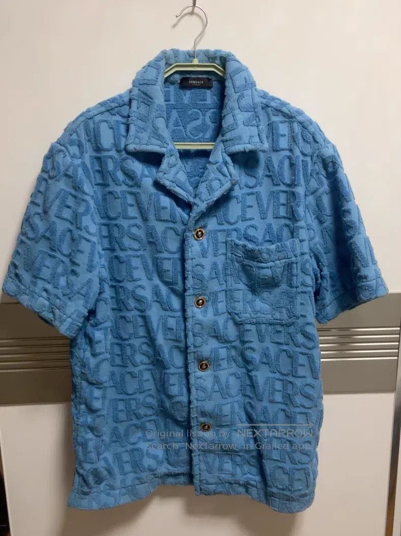 Versace Versace Men's short-sleeved shirt blue jacquard Size US M / EU 48-50 / 2 - 1 Thumbnail