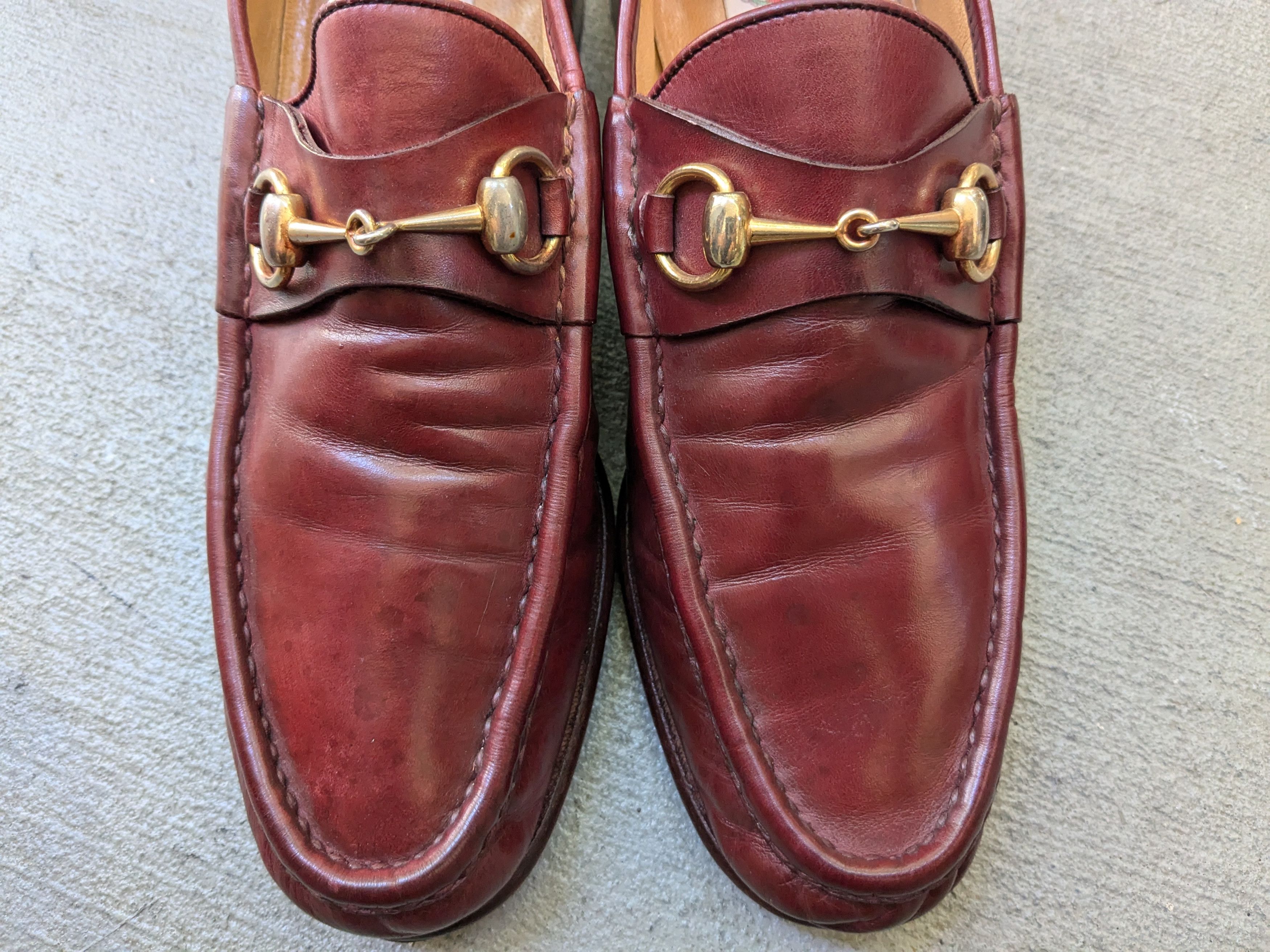 Vintage Gucci Horsebit Loafers Red 9 Red Snaffle Bit Gold