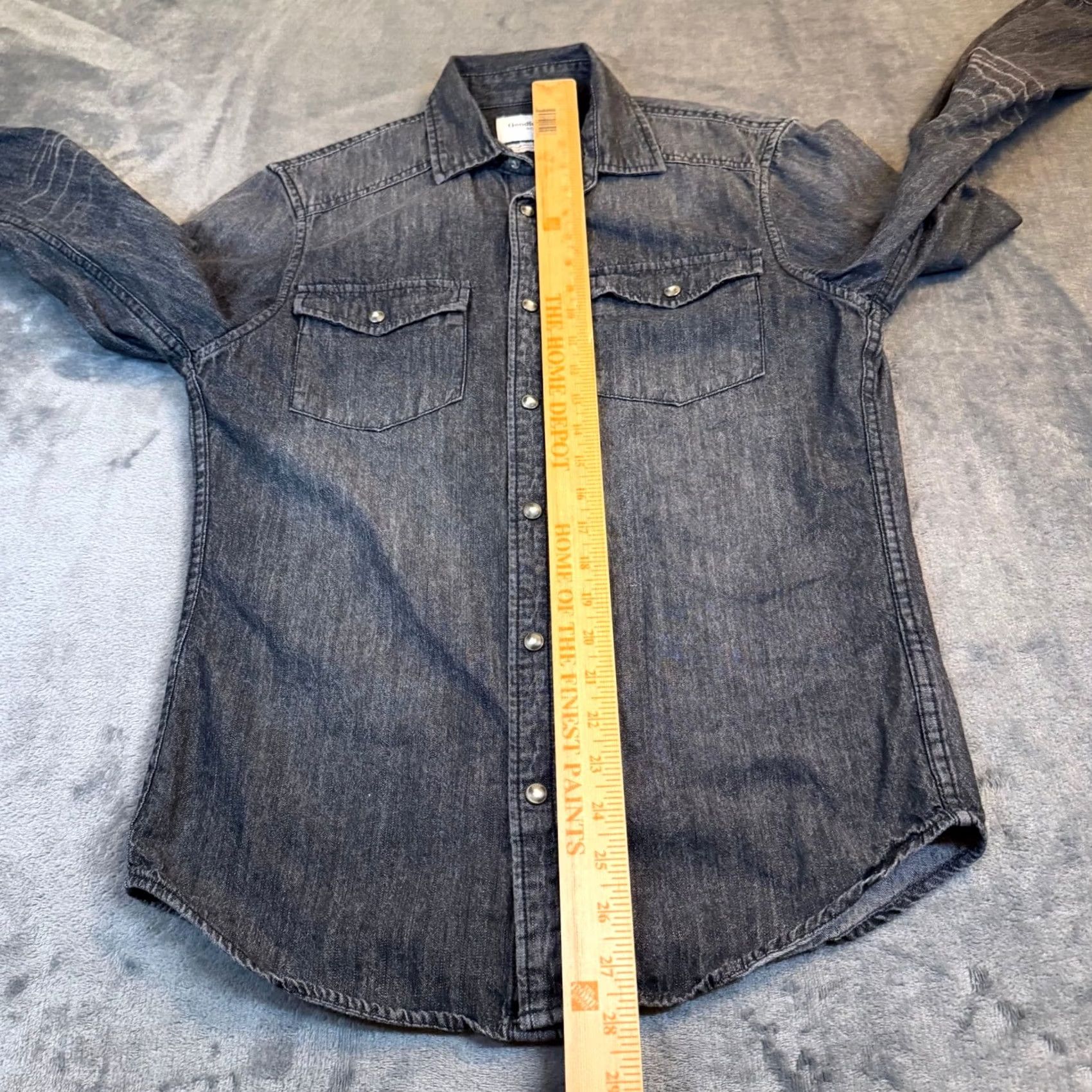 Vintage Goodfellow & Co Denim Shirt Mens Small Gray Black Snap Front Western Casual Size US S / EU 44-46 / 1 - 7 Thumbnail