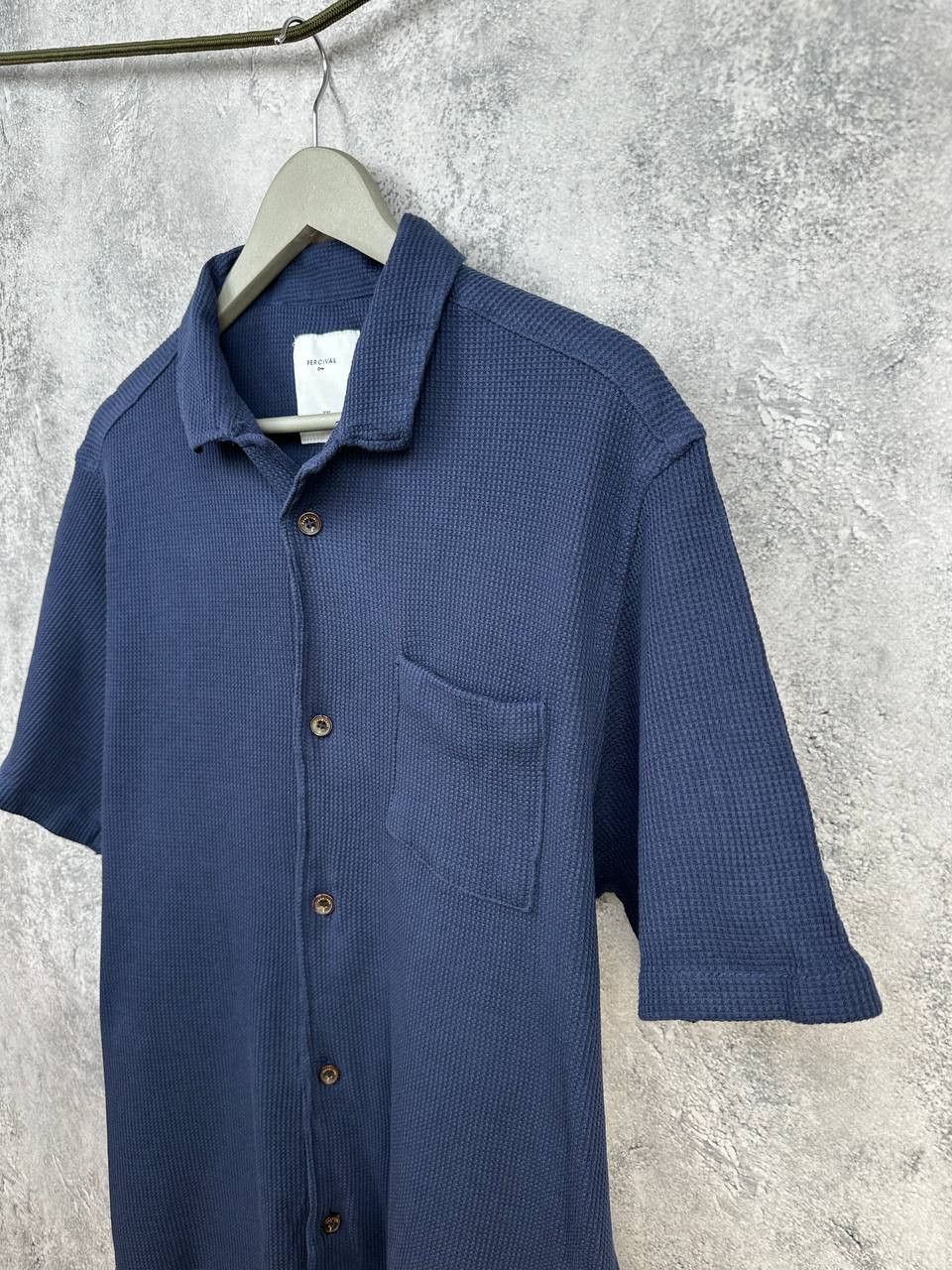 Percival Percival Cuban Collar Waffle Shirt Navy Short Sleeve Size US XXL / EU 58 / 5 - 5 Thumbnail