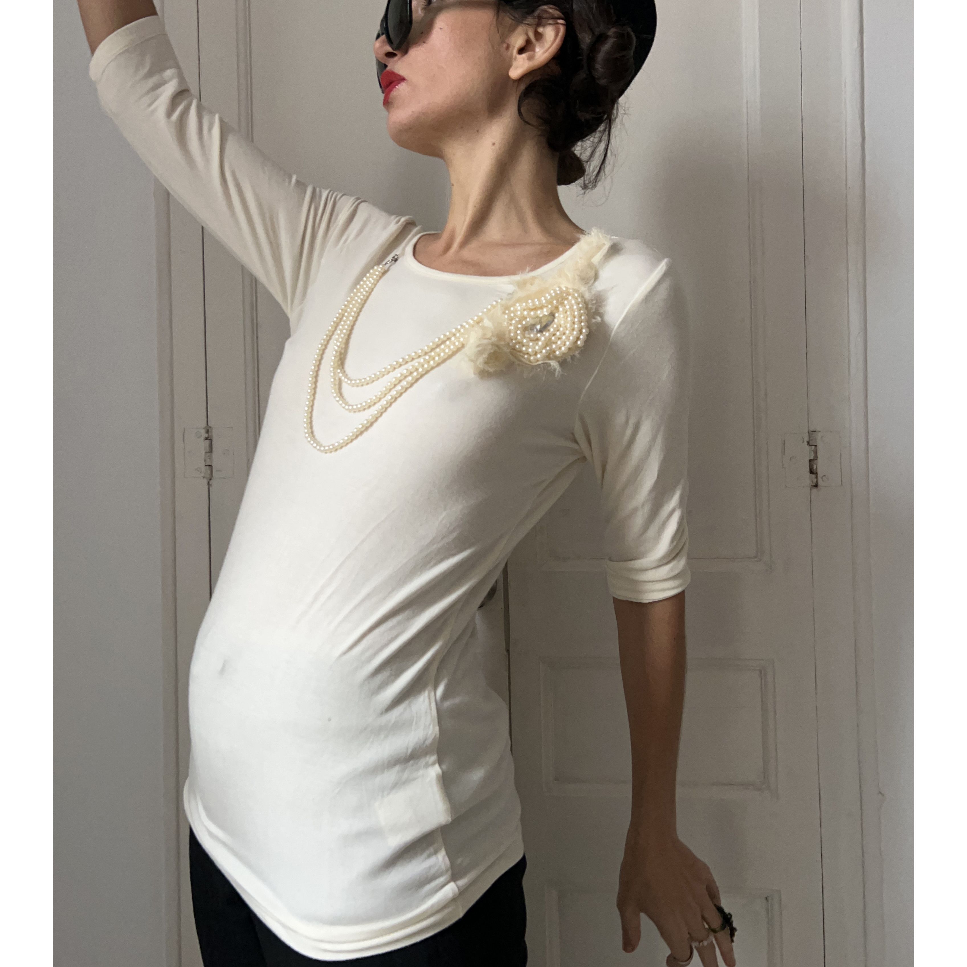 Vintage Vintage Y2K Pearl Applique Top Size M / US 6-8 / IT 42-44 - 7 Thumbnail
