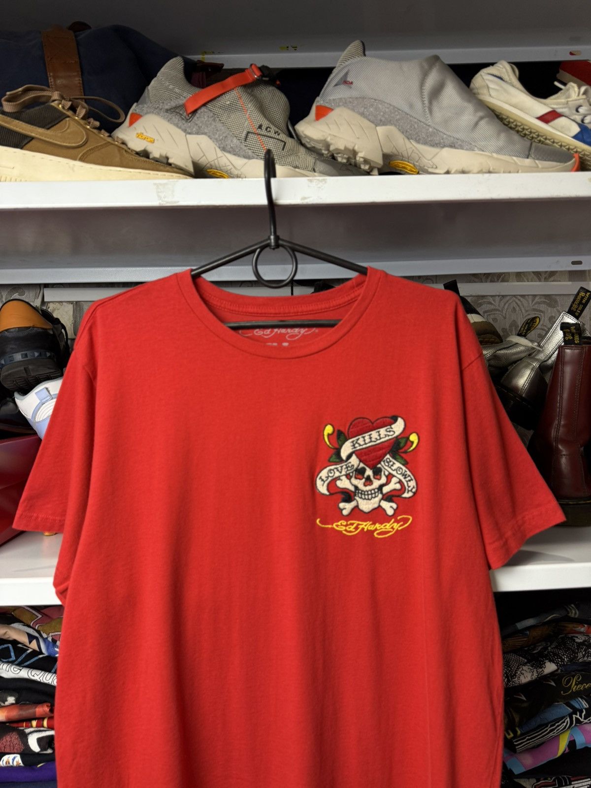 Christian Audigier Rare Mens Vintage Ed Hardy T-shirt big logo Skulls Tee Y2K Size US XL / EU 56 / 4 - 2 Thumbnail