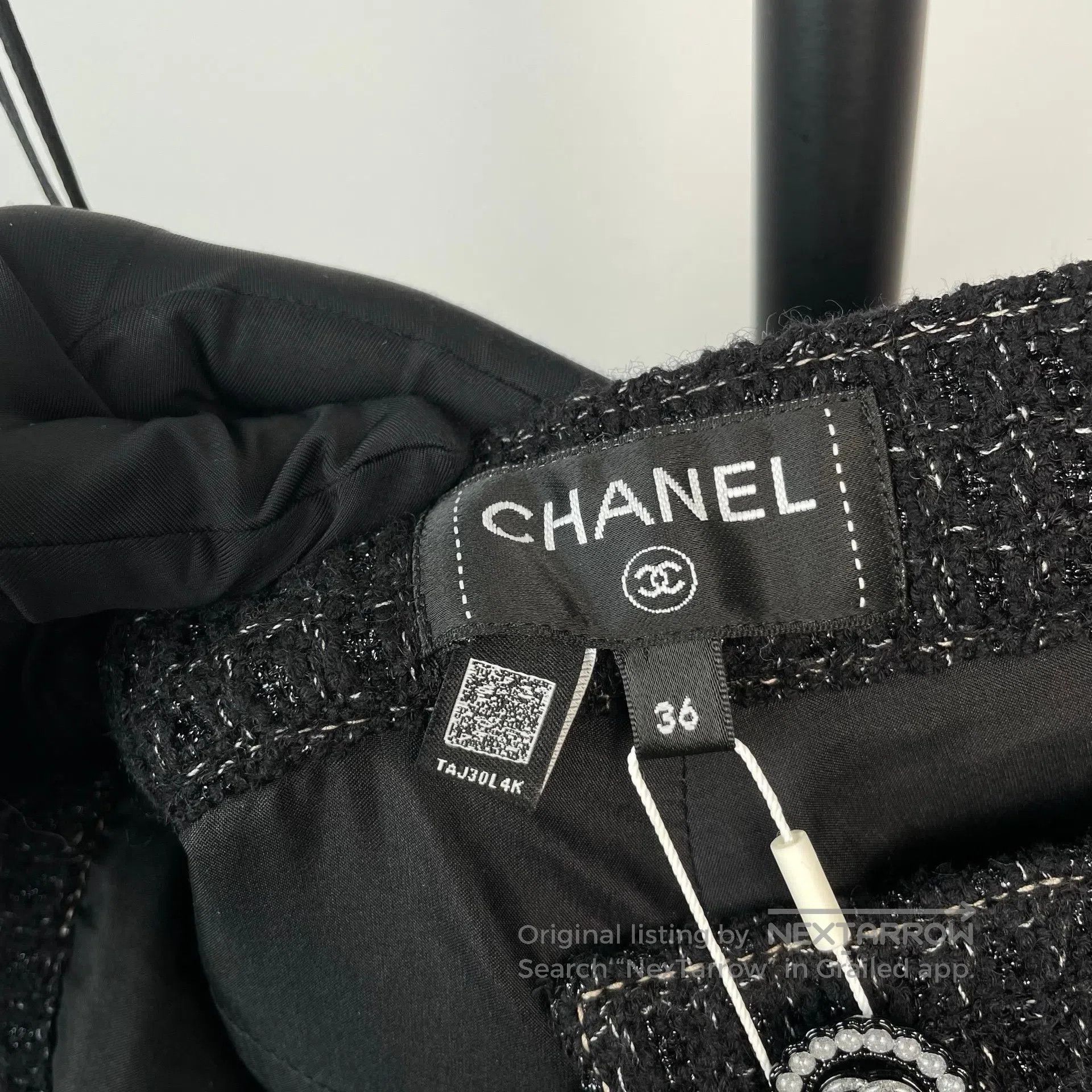 Chanel Chanel Black Wool Soft Nye Silk Weave Trousers Straight Le Size 35" - 6 Thumbnail