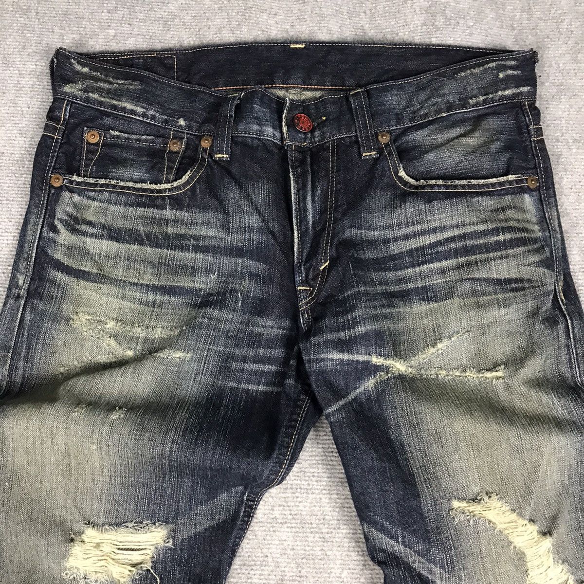14th Addiction × If Six Was Nine × Le Grande Bleu (L.G.B.) FLARED JAPAN STYLE DISTRESSED BOOT CUT EDWIN DENIM PANTS Size US 34 / EU 50 - 3 Thumbnail