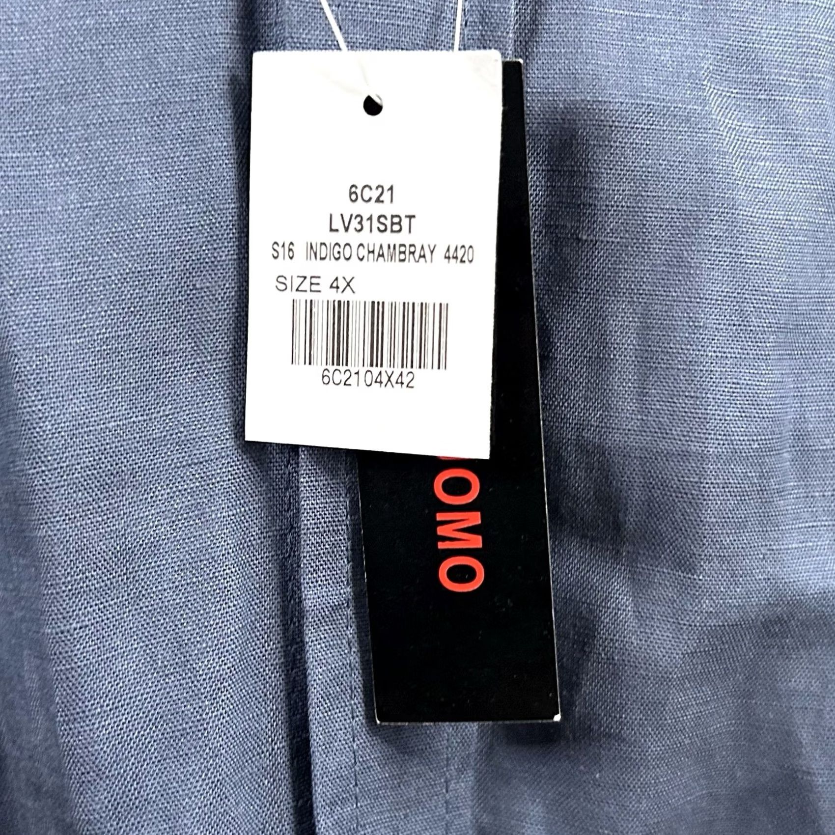 Vintage Linea Uomo 4X Linen Blend Shirt Indigo Chambray Blue Gray Short Sleeve Button-Up Collared NWT Big & Tall Mens Size US XXL / EU 58 / 5 - 4 Thumbnail