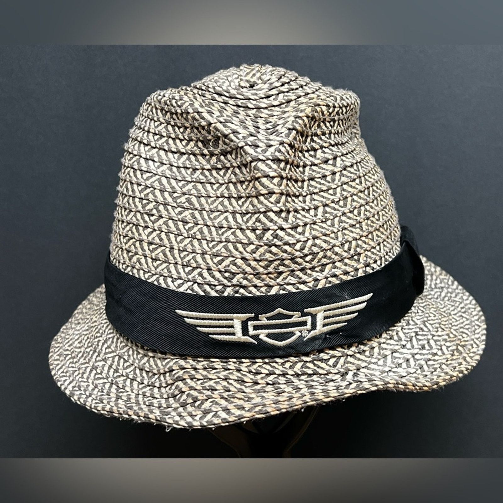 Harley Davidson VINTAGE HARLEY DAVIDSON STRAW LOGO BAND FEDORA HAT SIZE S/M Size ONE SIZE - 4 Thumbnail