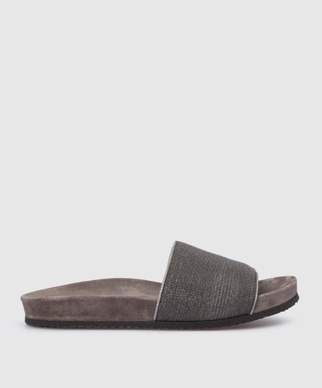 image of Brunello Cucinelli O1W1Db10524 Slippers In Grey, Women's (Size 11)