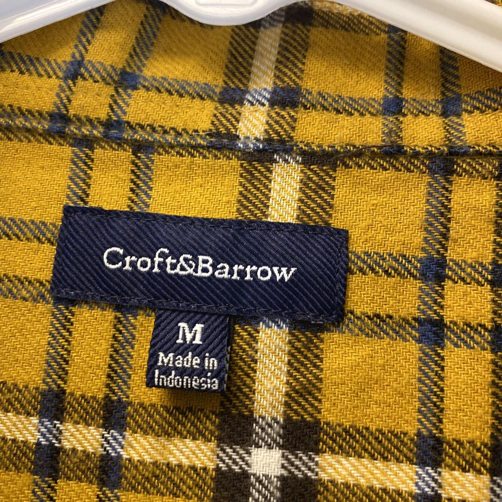 Croft & Barrow CROFT & BARROW Men's Plaid Button-Down Dress Shirt Size M Yellow Casual Business Size 40R - 4 Thumbnail