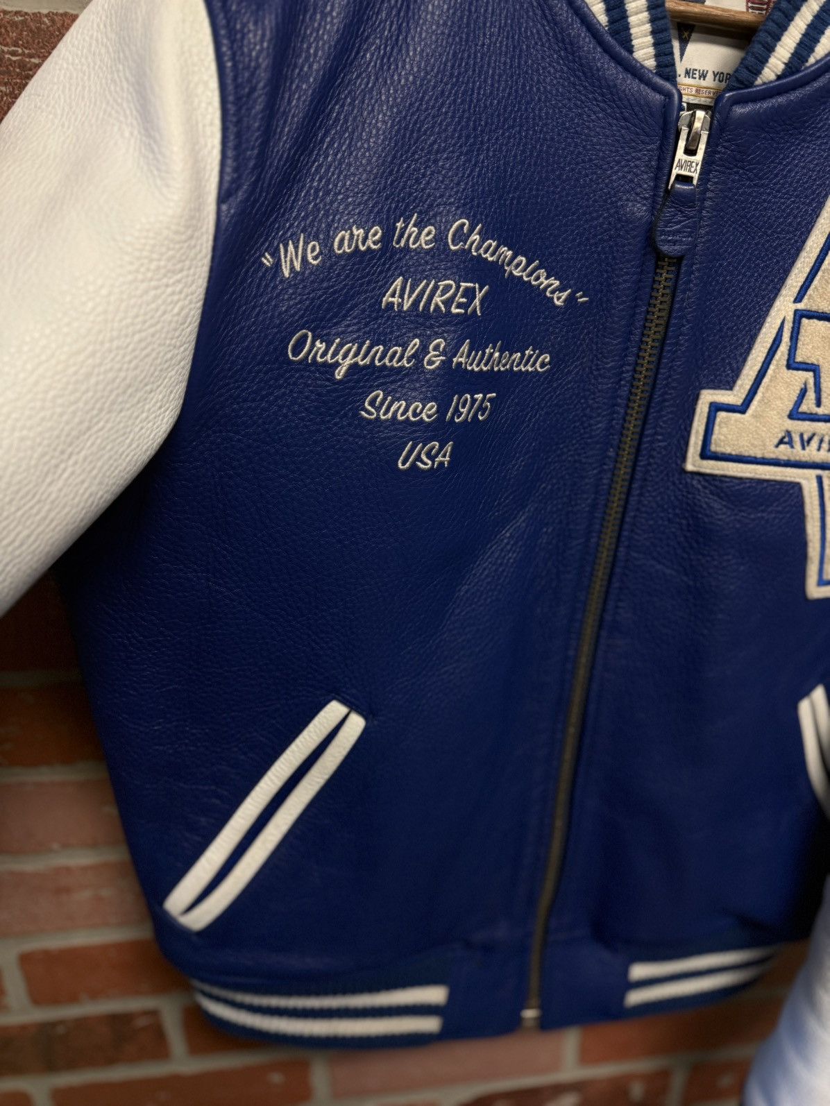 Avirex Avirex Blue White Leather Jacket Size Medium 🧼 Size US M / EU 48-50 / 2 - 8 Thumbnail