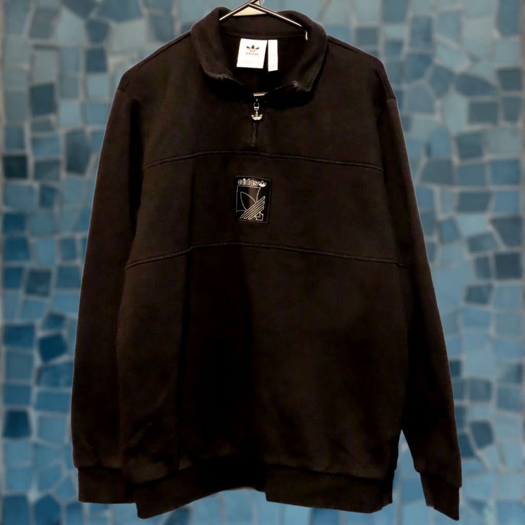 Adidas Adidas Quarter Zip Men's Sweatshirt Large Black No Hoodie No Pocket Shirt Mens L Black Logo 1/4 Zip Season All Size US L / EU 52-54 / 3 - 1 Thumbnail