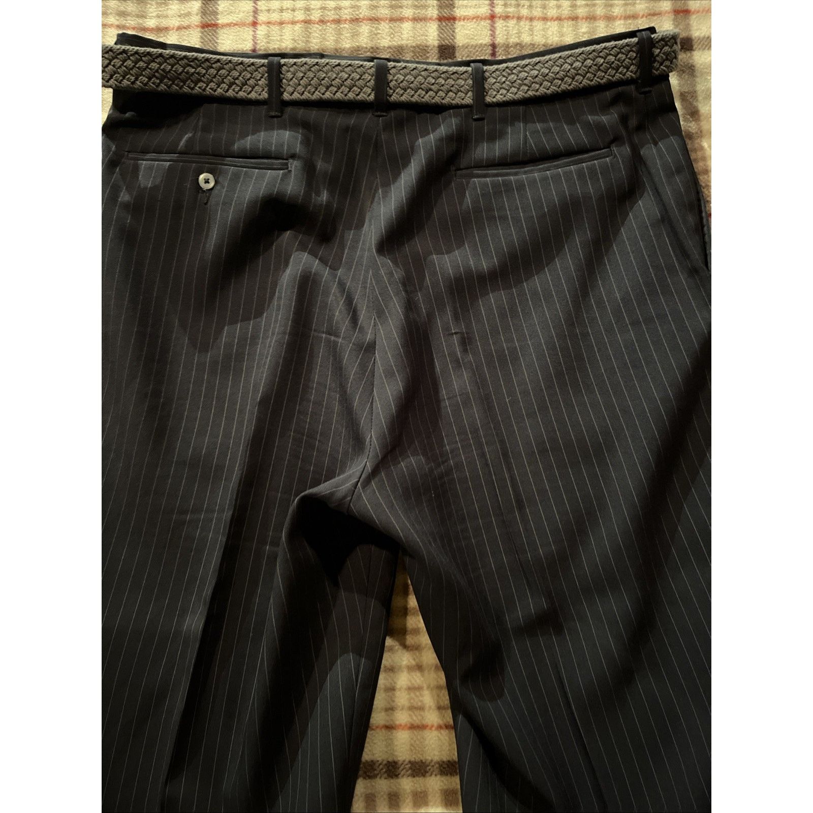 Haggar Haggar Vintage Pants Men 36x29 Navy Blue Stripe Dacron Rayon Size US 36 / EU 52 - 12 Thumbnail