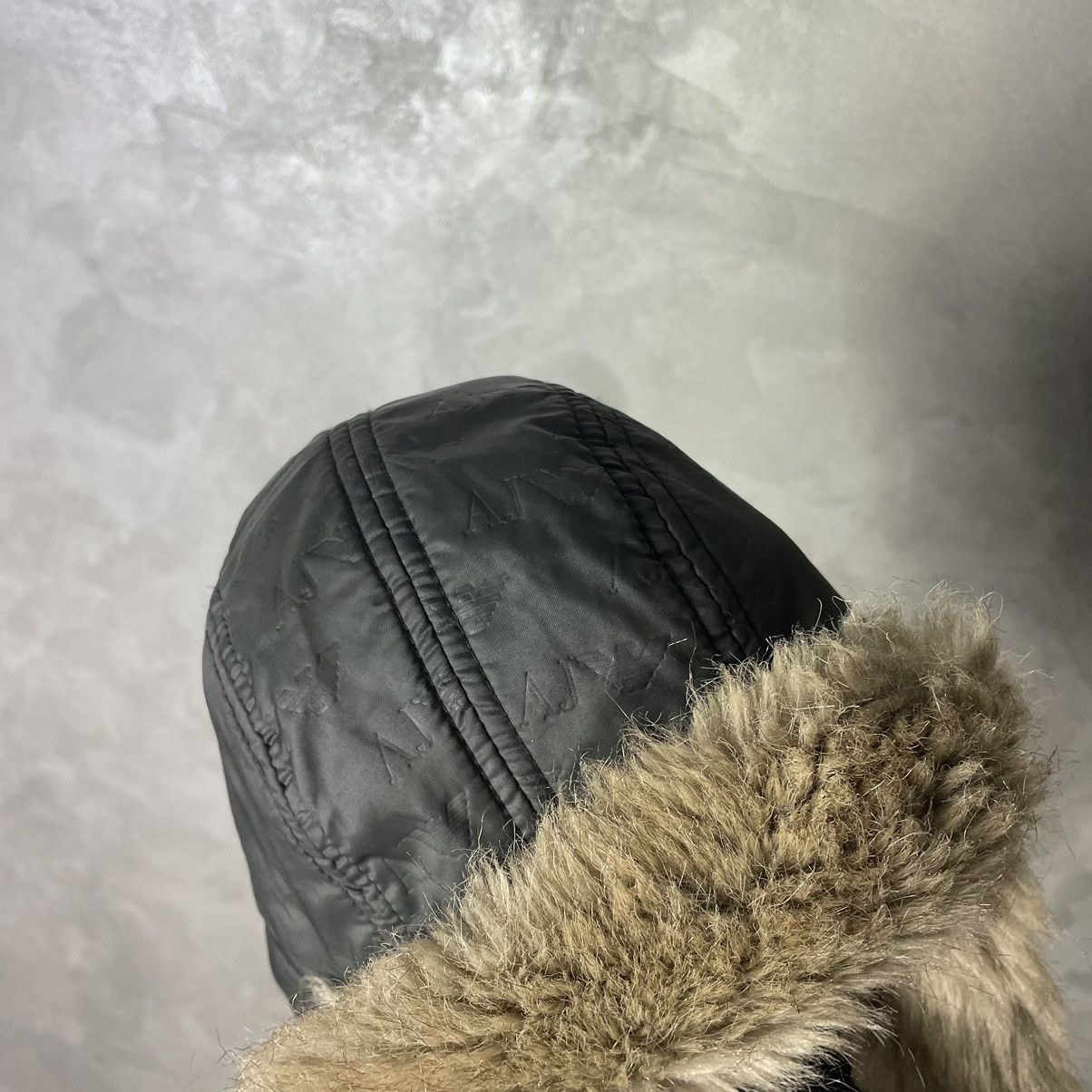 Armani × Vintage Vintage Armani Jeans Monogram Big Logo Fur Trapper Hat Size ONE SIZE - 9 Thumbnail