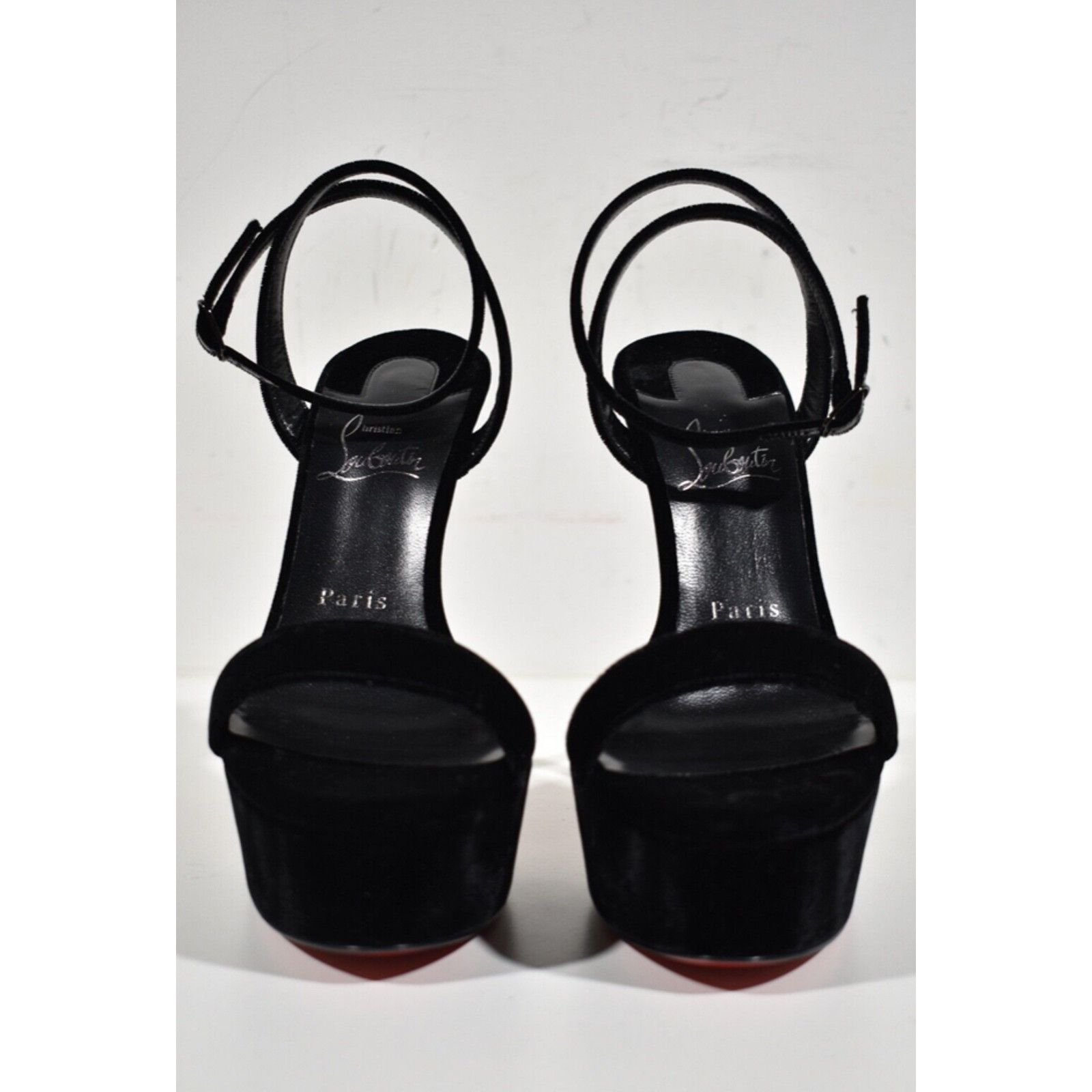 Christian Louboutin Loubi Queen Alta 150 Black Ankle Strap Sandal Heel Pump 40.5 Size US 10.5 / IT 40.5 - 5 Thumbnail