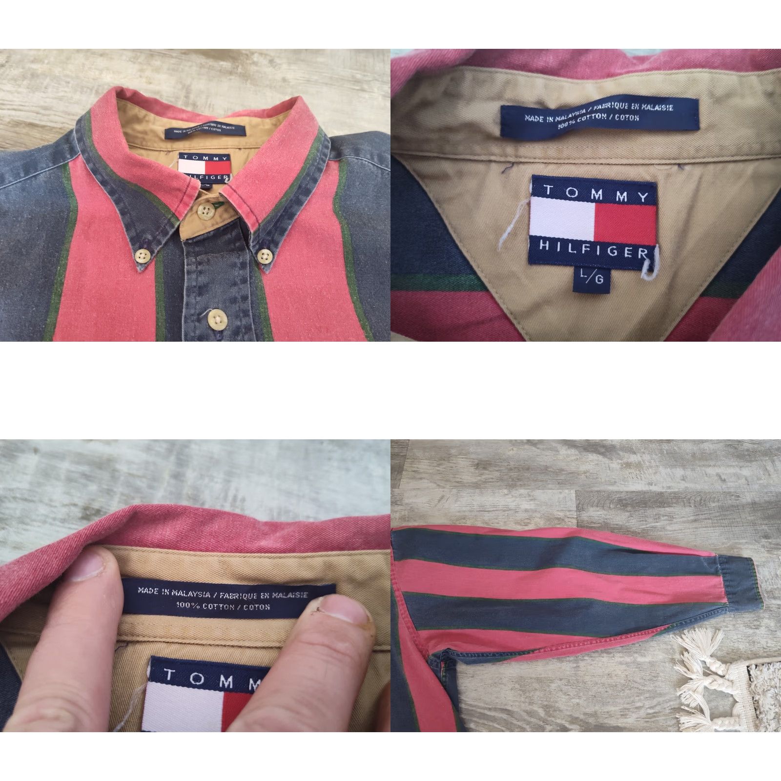 Tommy Hilfiger VINTAGE Tommy Hilfiger Men's Button-Down Shirt L Long Sleeve Striped Cotton Multi 90s Size US L / EU 52-54 / 3 - 8 Thumbnail
